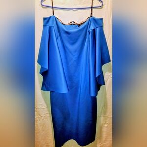 Black Halo Eve By Laurel Berman Vibrant Blue Butterfly Sleeve Dress Size 12